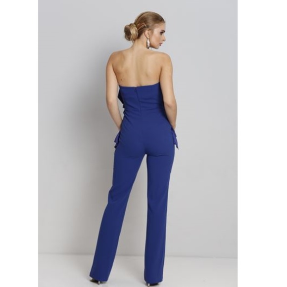 LAST ONE Cobalt Blue Strapless Jumpsuit (Tall) - Picture 3 of 7